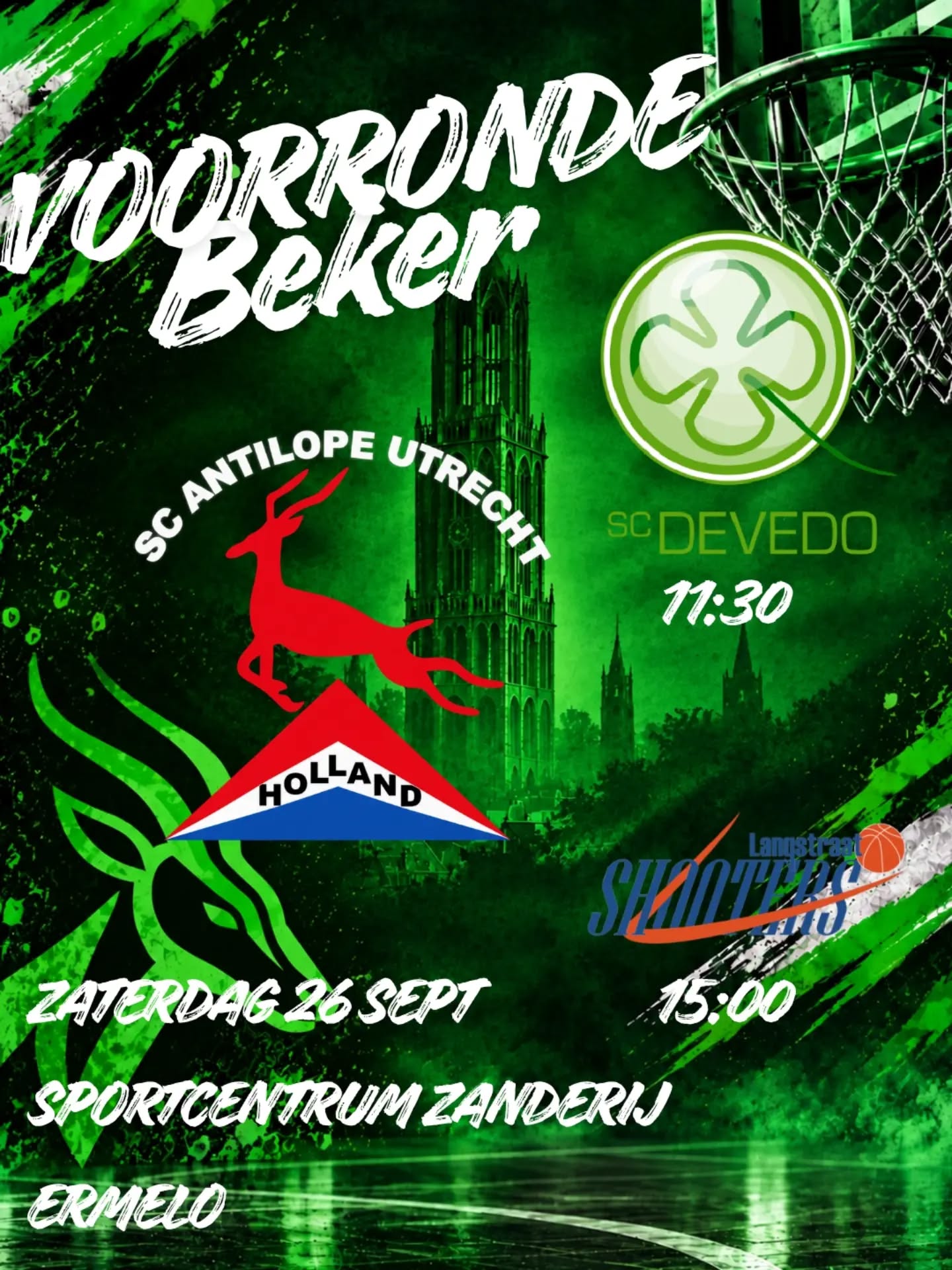 Zaterdag 26 september is het dan weer zo ver! Het rolstoelbasketbal seizoen gaat beginnen. 

SC Antilope 1 speelt dit jaar de Eerste Divisie. Zaterdag mag er daarom meteen gespeeld worden voor een plek in het hoofdtoernooi van de Nationale Beker.

Kom jij ons aanmoedigen?

🏀 11:30 tegen DeVeDo 2
🏀 15:00 tegen Langstraat Shooters 2

🏠 SPORTCENTRUM ZANDERIJ
Oude Telgterweg 205
ERMELO

@utrecht__basketball 
@basketballnederland
@basketballexpnl
@utrechtleidscherijn
@scdevedo
@langstraatshooters_rse2
@ayaka.wheelchair.basketball
@int_wheelchair_basketball_fed
@iwbfeurope
@parawatcher
#wheelchairbasketball
#rolstoelbasketbal